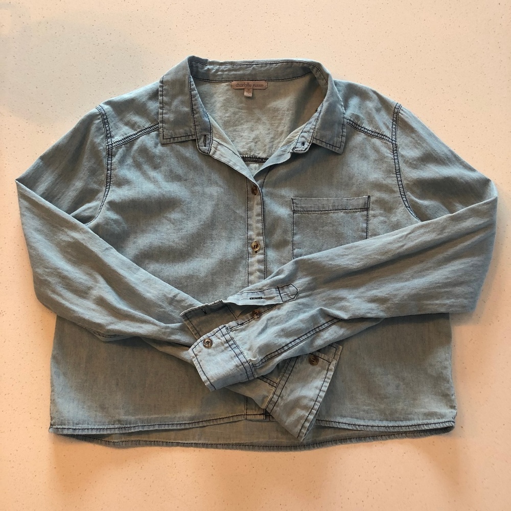 Jean Button Up Crop Top